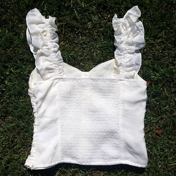 ASTR The Label Ruched Ruffle Shoulder Tank Top - Picture 5 of 7